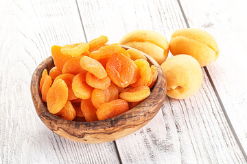 Dried apricot heap in the bowl