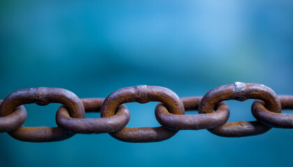 Fototapeta premium Rusted iron chain links. Close-up.