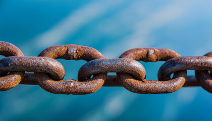 Fototapeta premium Rusted iron chain links. Close-up.