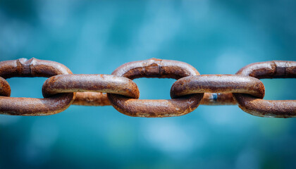 Fototapeta premium Rusted iron chain links. Close-up.
