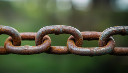 Fototapeta premium Rusted iron chain links. Close-up.