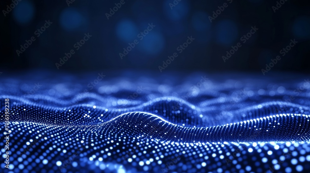 Poster futuristic new year background with wireframe fireworks and glowing stars on a sleek navy-to-cobalt 