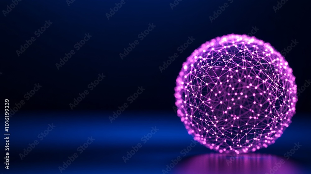 Poster futuristic new year background with wireframe fireworks and glowing stars on a sleek navy-to-cobalt 