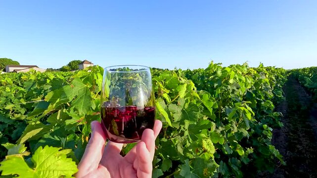 Red Wine in Saint Emilion Vineyard
