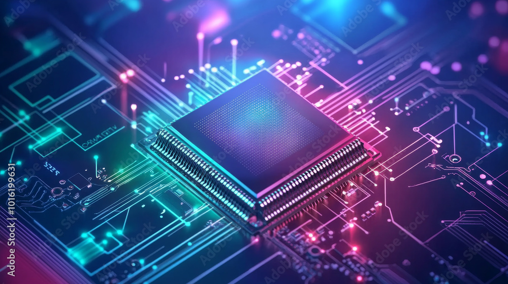 Poster this illustration represents the cutting-edge world of quantum computing, showcasing the intricate w