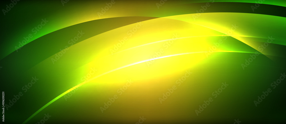 Wall mural Neon glowing circle rays, light round lines in the dark, planet style neon wave lines. Energetic electric concept design for wallpaper, banner, background