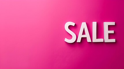 Fototapeta premium White 'SALE' Sign on a Fuchsia Background with Copy Space