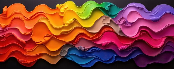 Colorful abstract wave pattern on black background