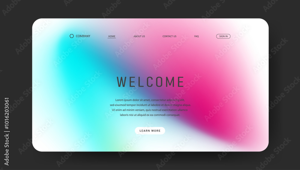 Poster abstract wave futuristic design of landing page. retro gradient mesh website design