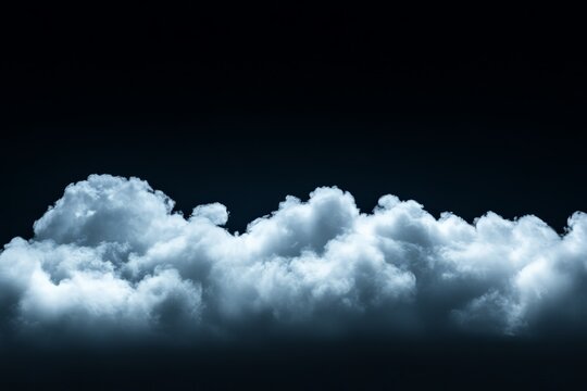 A serene yet mysterious cloud formation floats softly against a midnight sky, exuding peace and tranquility, capturing nature's quiet beauty and contemplative aura.