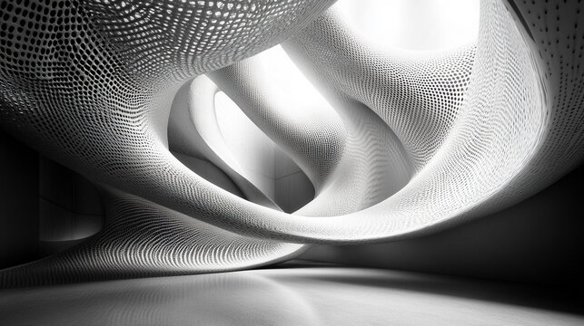 complex integrated lattice structure of strings, symbolizing interconnectedness and harmony, with enhanced patterns showcasing intricate design and advanced technology