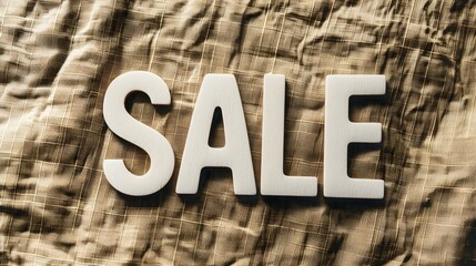 Fototapeta premium White 'SALE' Sign on a Khaki Background with Copy Space