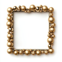 Modern glass New Year picture frame with floating champagne bubbles design around the edges isolated on white background 
