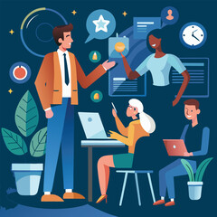 people in the office working together infographic  