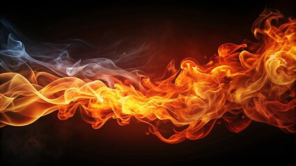 Abstract Flame and Smoke Design with Dramatic Swirling Patterns and Contrasting Colors