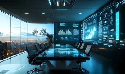 Futuristic Business Collaboration: AI-Driven Strategies, Augmented Reality Insights, Virtual Reality Simulations, and Holographic Financial Data for Smart Office Innovation