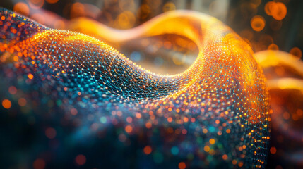 complex integrated lattice structure of strings, symbolizing interconnectedness and harmony, with enhanced patterns showcasing intricate design and advanced technology