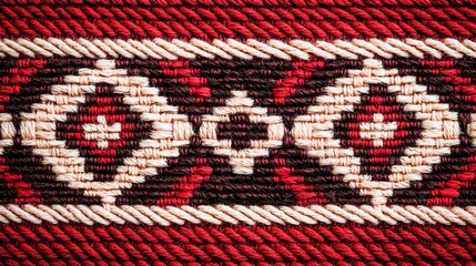 Colorful vibrant woven fabric by cotton with geometric pattern.