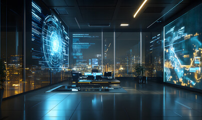 Futuristic Business Collaboration: AI-Driven Strategies, Augmented Reality Insights, Virtual Reality Simulations, and Holographic Financial Data for Smart Office Innovation