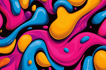 Vibrant Abstract Fluid Shapes doodle in Bold Colors

