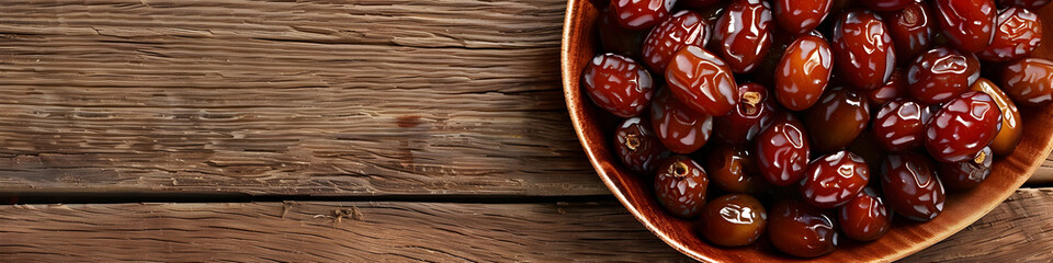 The dates in bowl Ramadan background. Delicious dates Best super ultra wide 