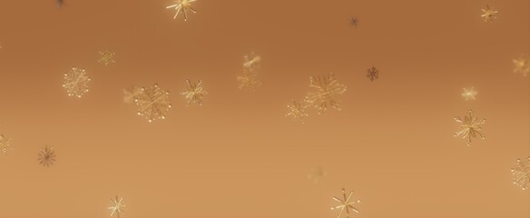 Golden Snowflakes Falling on a Warm Brown Background