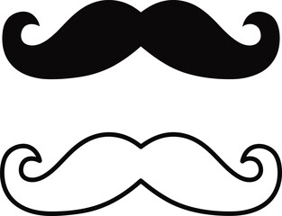 mustache silhouette and line art vector