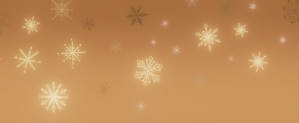 Abstract Winter Snowflakes on a Golden Background