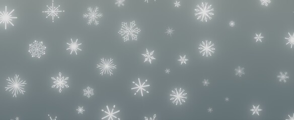 Snowflakes Falling on a Grey Background
