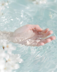 Obraz premium Hand in water, self-discovery: reflection in the water.