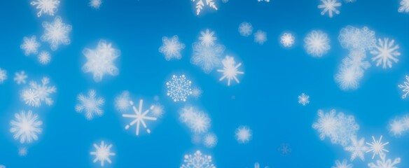 Falling Snowflakes on a Blue Sky