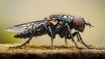Close-Up Macro Photography of a Fly with Intricate Details