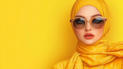 Fototapeta premium portrait of a woman with yellow background