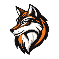 Bold Stylized Fox Head Illustration in Modern Vector Art with Orange, Black, and White Colors
