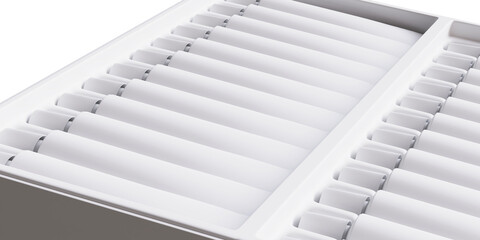 Obraz premium Painter tools set with mockup, acrylic paint in tubes, palette, pallet isolated on white background. Painting equipment for craft art. 3d realistic illustration