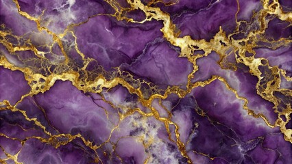 Obraz premium A Swirling Symphony of Purple and Gold Veins in a Luxurious Marble Texture