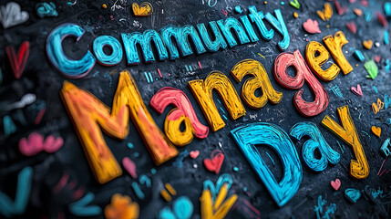 Colorful community manager day celebration with vibrant typography