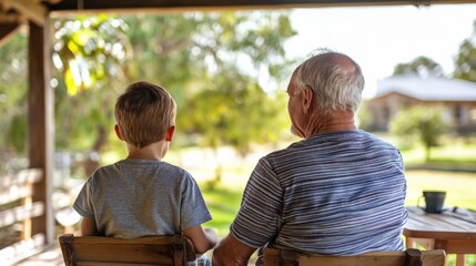 Naklejka premium Grandfather and Grandson Enjoying a Quiet Afternoon