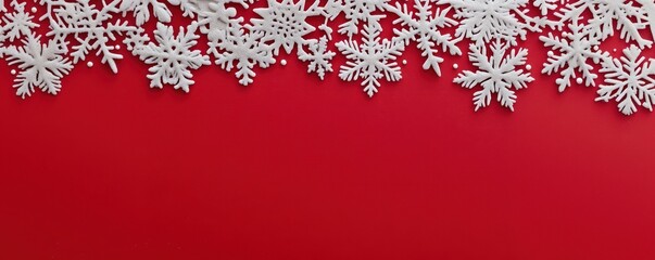 Minimal snowflake border snowflakes background red.
