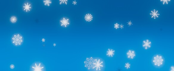 Snowflakes Falling on a Blue Sky