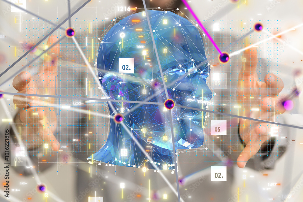 Aufkleber digital medical futuristic interface 3d rendering - 3d