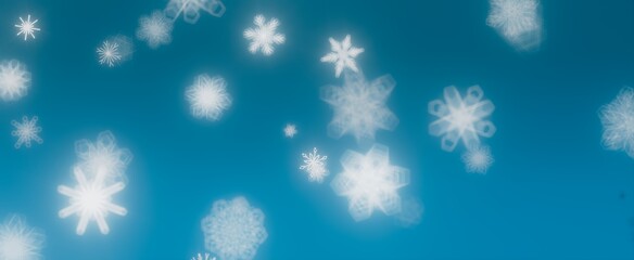 Snowflakes Falling on a Blue Sky