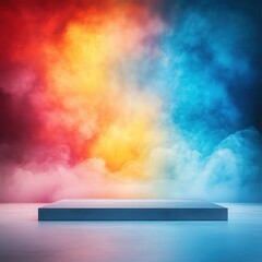 Abstract Colorful Smoke Background with Platform.