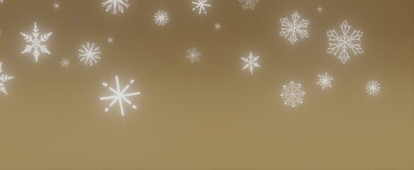 Winter Snowflakes on Golden Background