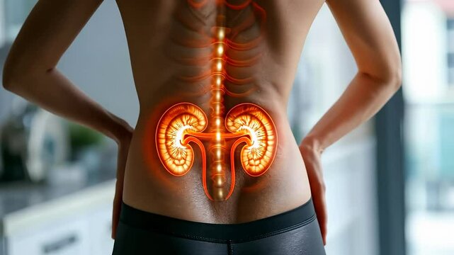 Detailed demonstration: visualizing human organ kidneys, showing the impact of kidney disease, focusing on condition development, anatomy, functions, effects on overall health.