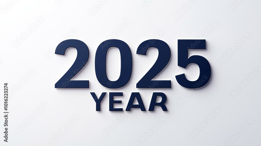Poster stylized representation of the year 2025 displayed in a modern design, showcasing bold typography on