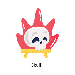 Skull doodle vector outline Sticker. EPS 10 file