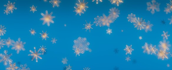 Snowflakes Falling on a Blue Sky