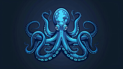 Creative logo of a cute yet fearsome octopus, combining elements of fun and delicacy, designed for marine-themed restaurants