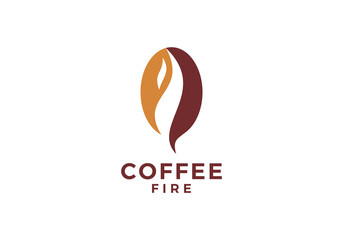coffee fire logo. nature drink, restaurant, cafe symbol vector design